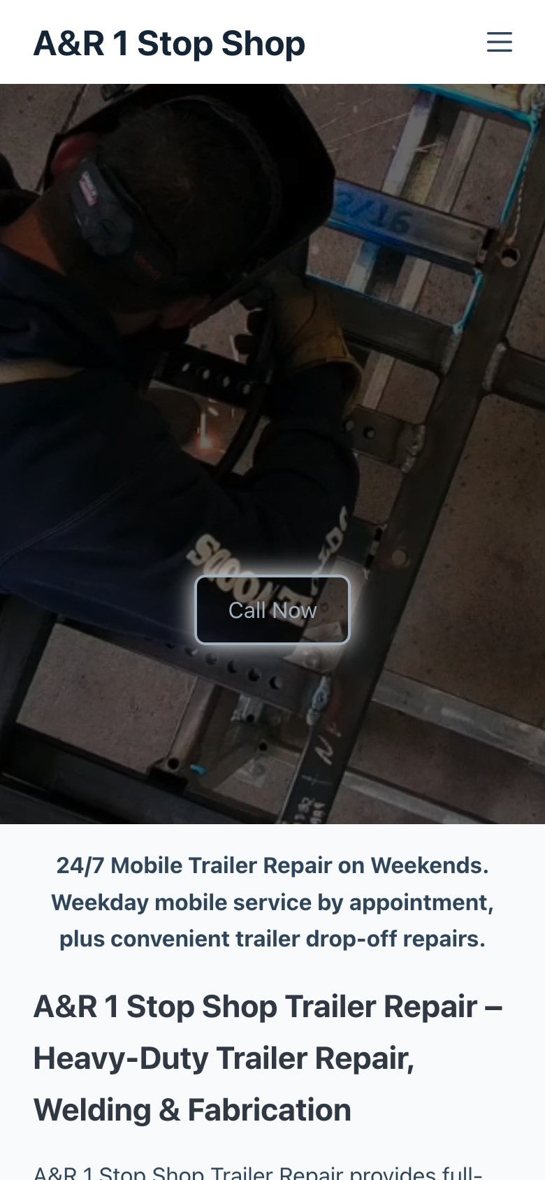A and R 1 Stop Shop website on a phone