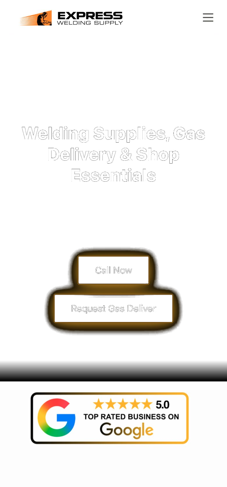 Express Welding Supply website hero with live video background
